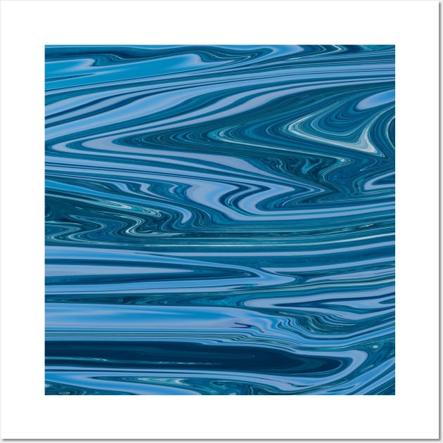 Blue Liquid Marble waves color pattern Wall Art by Dolta